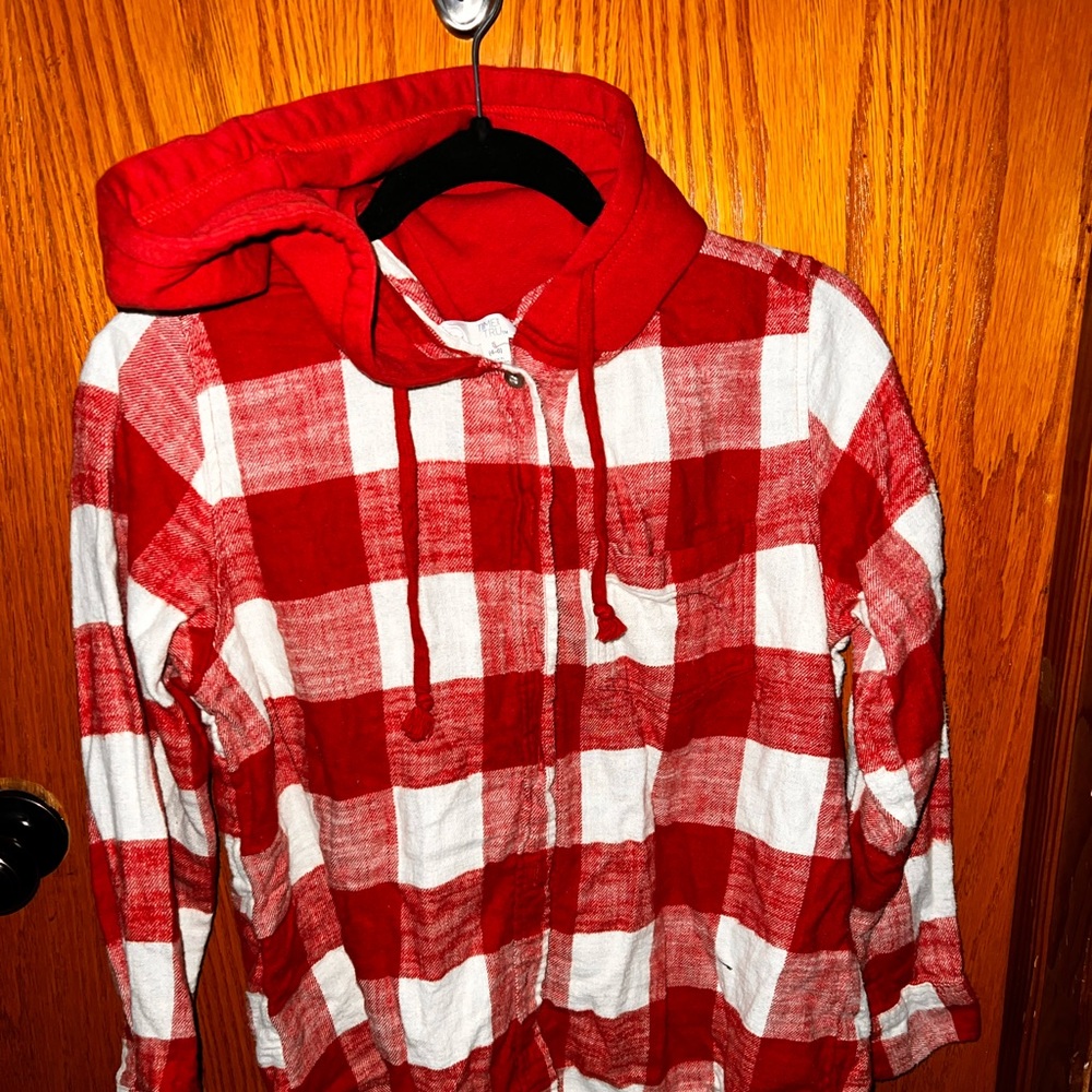 Red hooded flannel
